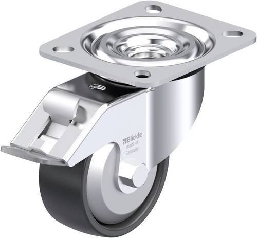 Blickle Stahlblech-Lenkrolle L-PP 80R-FI-FA in Schwarz und Silber mit 80 mm Rad-Durchmesser und einer Tragfähigkeit von 120 kg - Bild 1