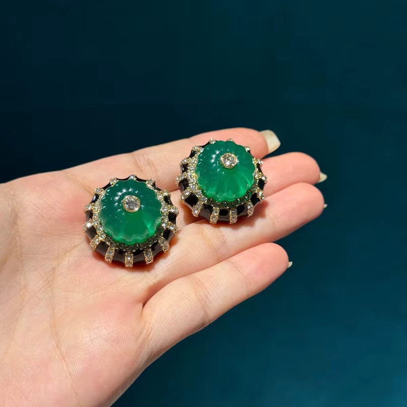 STALAIT Ohrstecker, grün glasierte Kürbis, Harz, Gold Farbe, Unisex - Bild 2