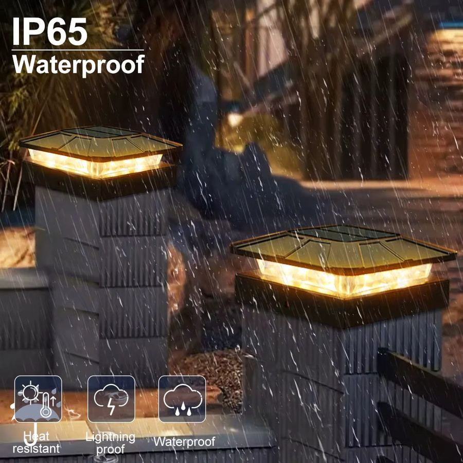 RGB Solar-Pfostenkappenleuchten in Schwarz für 4x4 Holz- und Vinylpfosten mit 3 Beleuchtungsmodi und IP65 wasserdichtem Gehäuse für die Gartenbeleuchtung - Bild 3