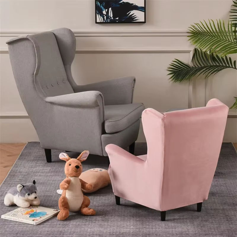 Yaapeet Elastischer Samt Sesselbezug für Kinder Wingback Sessel in einfarbiger Ausführung - Bild 4