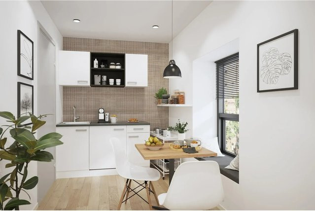 OPTIFIT Oslo214 Miniküche in Weiß mit modernem Design und integrierten Schubladen, Breite: 150 cm - Bild 1