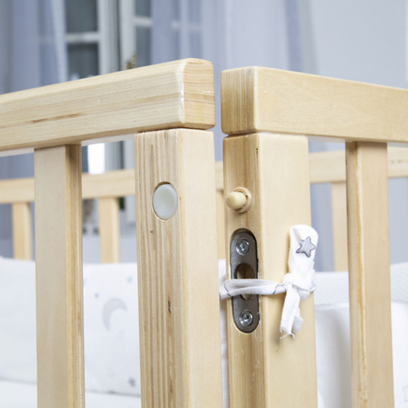 Roba 3in1 Stubenbett Safe Asleep Sternenzauber aus Massivholz in Natur Lackiert mit Stoff und Drop-Side B/T/H: 120 x 60 x 90 cm - Bild 3