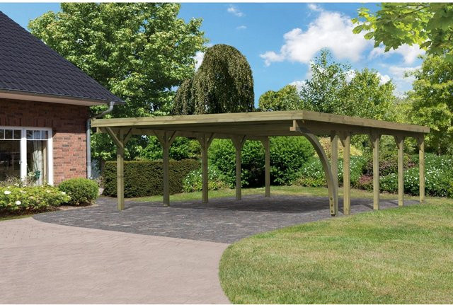 Karibu Doppelcarport Classic mit PVCDach und einem Einfahrtsbogen, B/T: 563 x 778 cm - Bild 1
