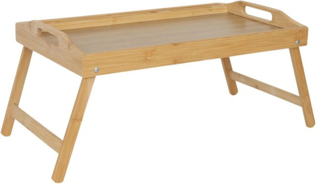 Relaxdays Betttablett aus Bambus in Natur mit Tablet- und Smartphonehalterung, klappbar, B/T/H: 60 x 24 x 30 cm - Bild 1