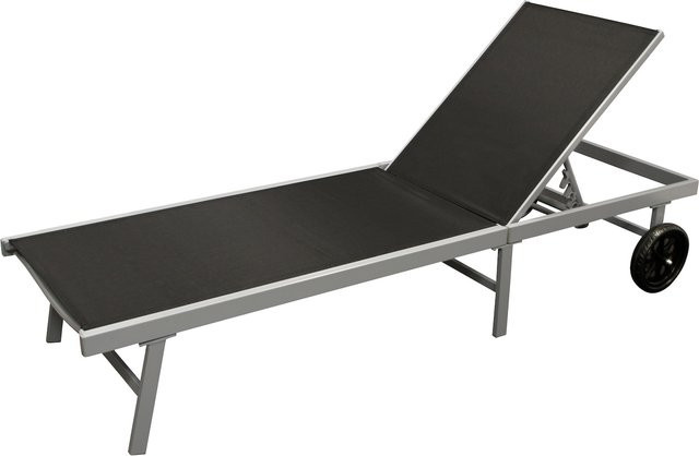 DEGAMO Rollenliege OSTIA aus Aluminium in Silber mit schwarzem Textilene-Gewebe, Länge: 200 cm - Bild 1