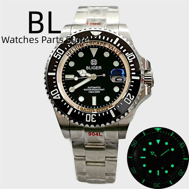 BLIGER Taucheruhr, Edelstahl, Saphirglas, 43 mm, Herren - Bild 1