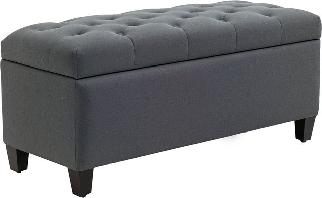 HOMCOM Polsterbank mit Stauraum aus Gummiholz und Polyester in Dunkelgrau, B/T/H: 100 x 40 x 44 cm - Bild 1