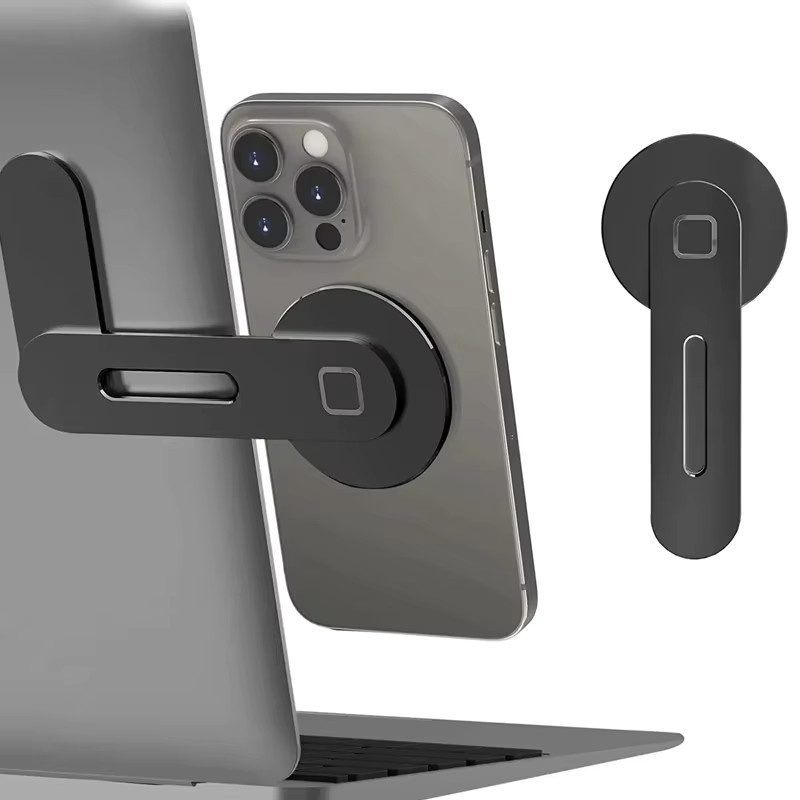 VIKEFON Magnetische Laptop-Telefonhalterung Schwarz, faltbare Handyhalterung für Computer-Monitore und iPhone 15 14 13 Serie - Bild 4