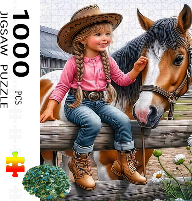 AZNM Western-Cowgirl- und Pferde-Design Puzzle, 1.000 Teile - Bild 1