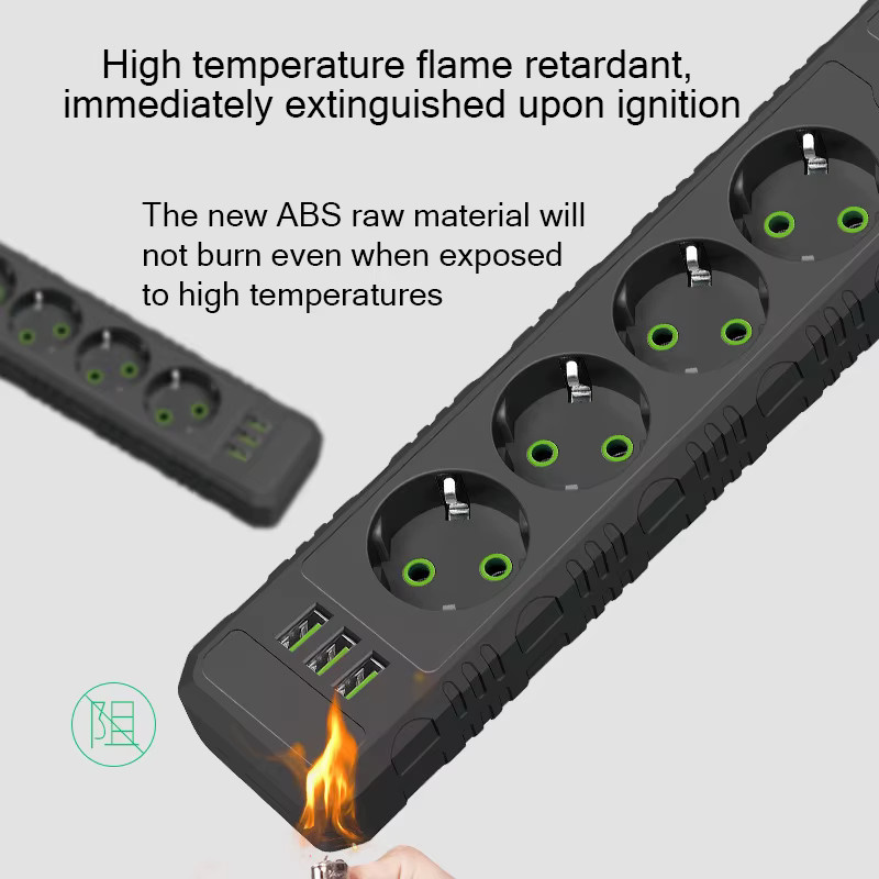 Lehotpia Steckdosenleiste mit USB-A und USB-C Ports, 2m Verlängerungskabel mit Netzfilter, erhältlich in Schwarz oder Weiß - Bild 2