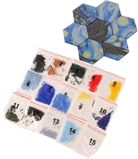 GoolRC Strassmalerei Untersetzer Set DIY Handwerk, 7-teiliges Set, Grau - Bild 1