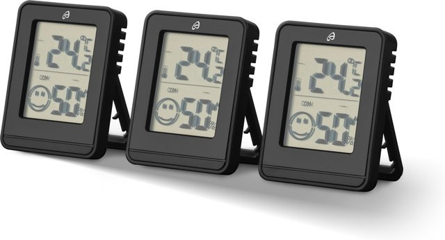 AURIOL Thermo-Hygrometer 3-teilig in Schwarz - Bild 1