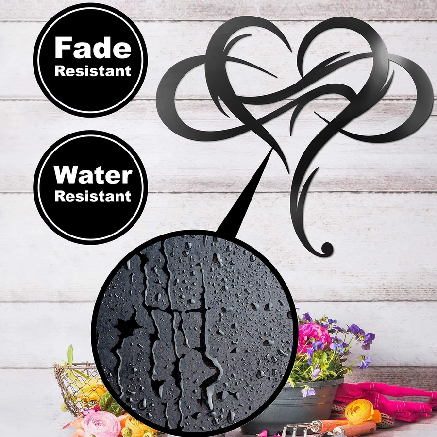 DDPNKL Wanddeko aus Metall in Herzform, minimalistisches Unendlichkeitssymbol, Schwarz, Breite: 27,94 cm, Höhe: 24,38 cm, Tiefe: 24,38 cm - Bild 5
