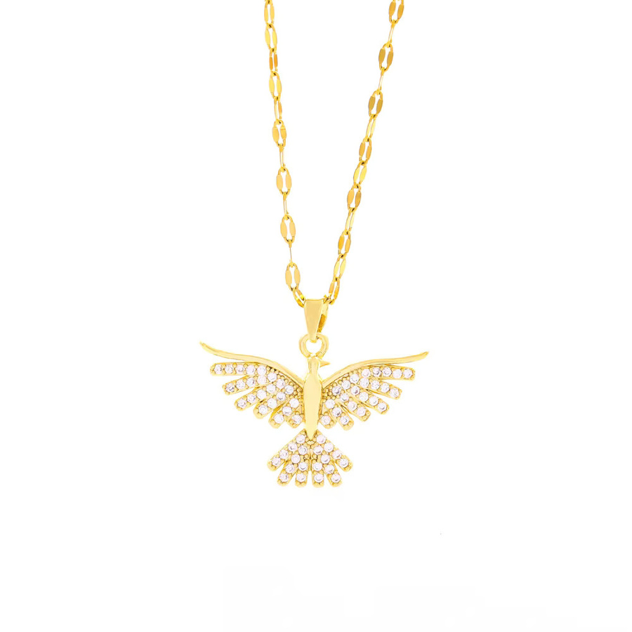 Halskette Phoenix, 18K vergoldet, Edelstahl, Zirkonia, Damen, Vintage - Bild 2