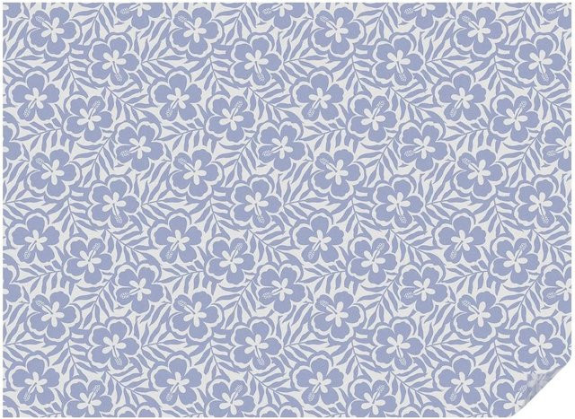 Tulup Fensterfolie Hibiskusblüten Milchglasfolie mit Sichtschutz in Blau, Breite: 200 cm, Höhe: 146 cm - Bild 1