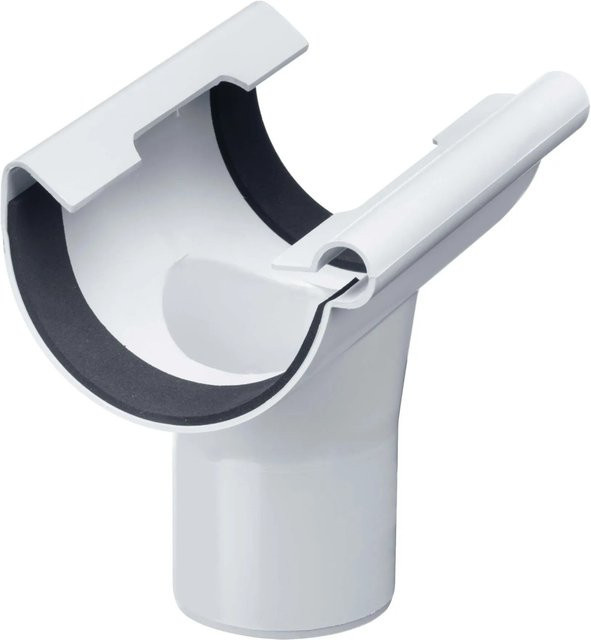 Inefa Einhangstutzen für Dachentwässerung aus PVC, NW 100/DN 75, halbrund, Weiß - Bild 1
