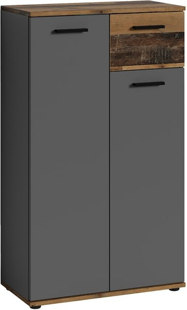 Schuhschrank byLIVING JAKOB in Eiche Old Wood und Anthrazit, B/H/T: 60 x 102 x 30 cm - Bild 1