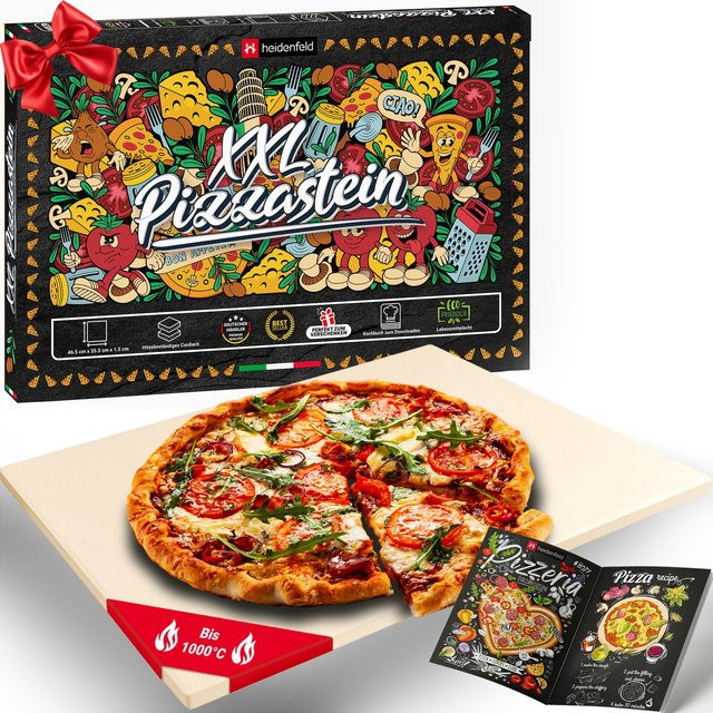 Heidenfeld XXL-Pizzastein aus Cordierit, beige, rechteckig, B/T/H: 46,5 x 35,5 x 1,5 cm - Bild 1