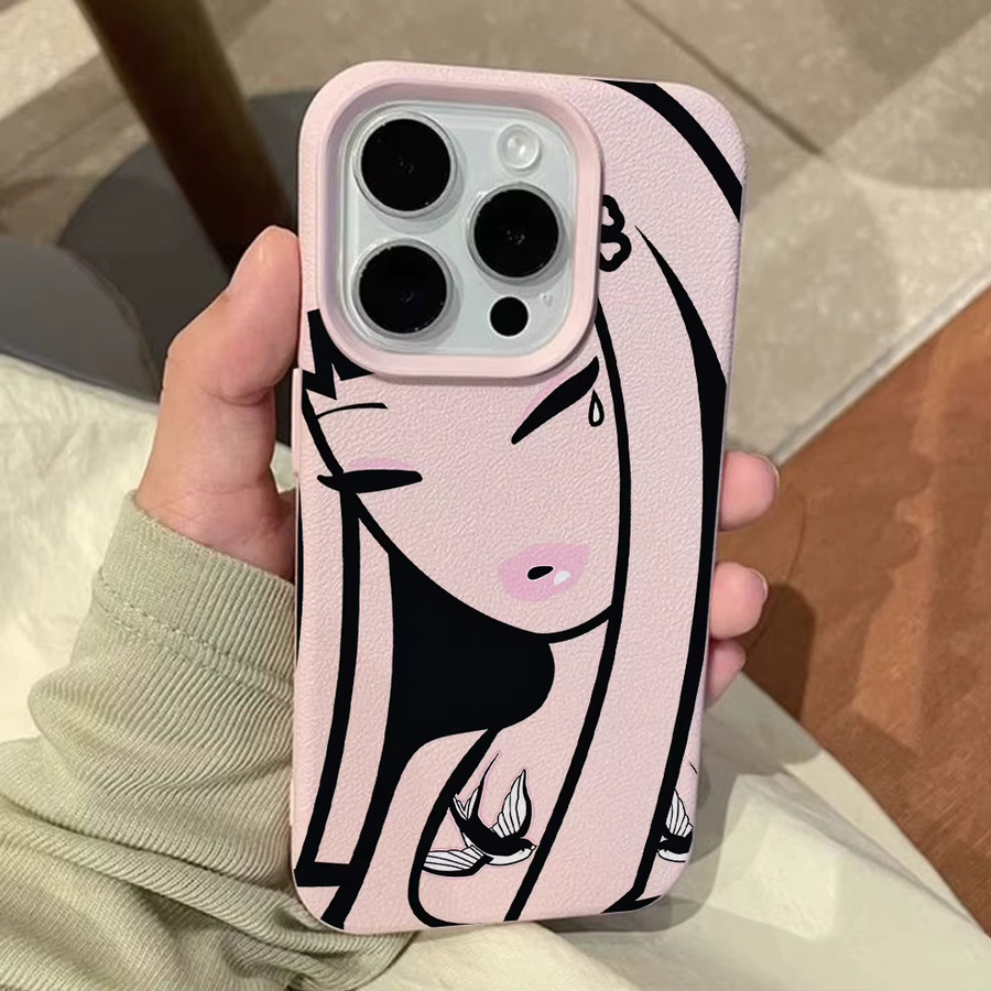 Potdemiel Handyhülle mit Cartoon Lichee-Leder-Muster für iPhone 17 16 15 14 13 12 11 Pro Max Plus Air Stoßfest, Farbe: Pink - Bild 2