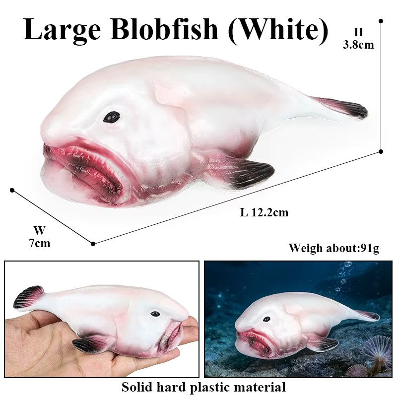Oenux Tiefseefisch Blobfish Psychrolutes Marcidus Actionfigur aus PVC als Lernspielzeug für Kinder - Bild 2