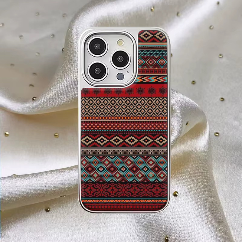 DecoPhone Handyhülle im Bohemian-Stil mit ethnischem Design und Silber-Rand, Sturzsichere TPU Hülle für iPhone XR/11/12/13/14/15/16/17 Pro Max, Multicolour - Bild 2
