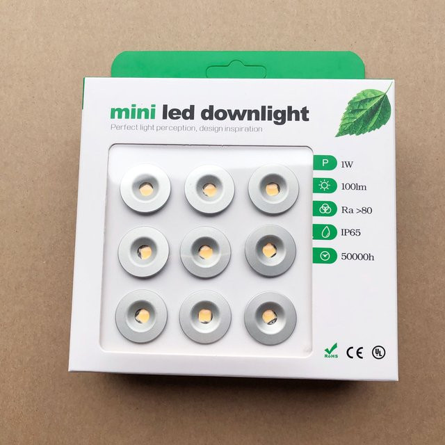 YRANK LED Mini Downlight IP65 wasserdichter Einbaustrahler in Weiß für Schrank und Küche, 1W, DC12V - Bild 1