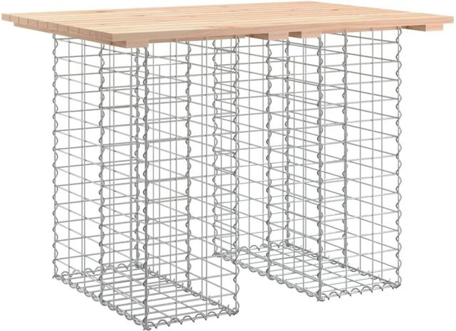 vidaXL Gartenbank aus Gabionen und Massivholz Kiefer in Braun, B/T/H: 100 x 70 x 72 cm - Bild 1