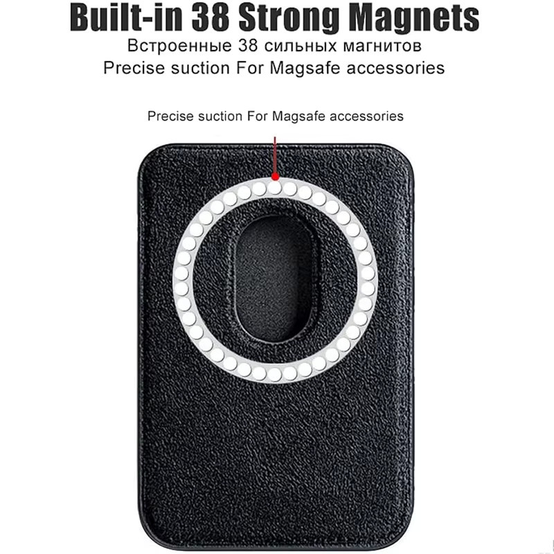 EOENKK Magnetische Alcantara Kartenhalter-Hülle für iPhone 15, 16 und 17 Pro Max in Blau mit MagSafe Leder-Brieftasche - Bild 3