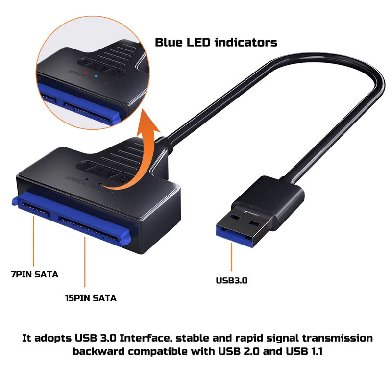 PUSKILL USB 3.0 zu SATA und USB-C Adapter für 2.5 und 3.5 Zoll SSD und HDD Festplatten inklusive 12V/2A Netzteil, Schwarz - Bild 3