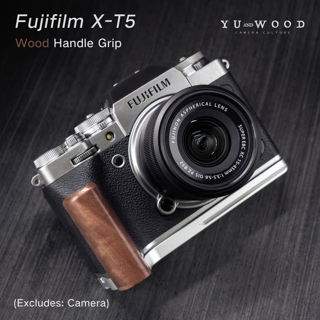 Fujifilm X-T5 L-Halterung mit Holz-Handgriff und Schnellwechsel-L-Platte in Schwarz und Silber - Bild 1