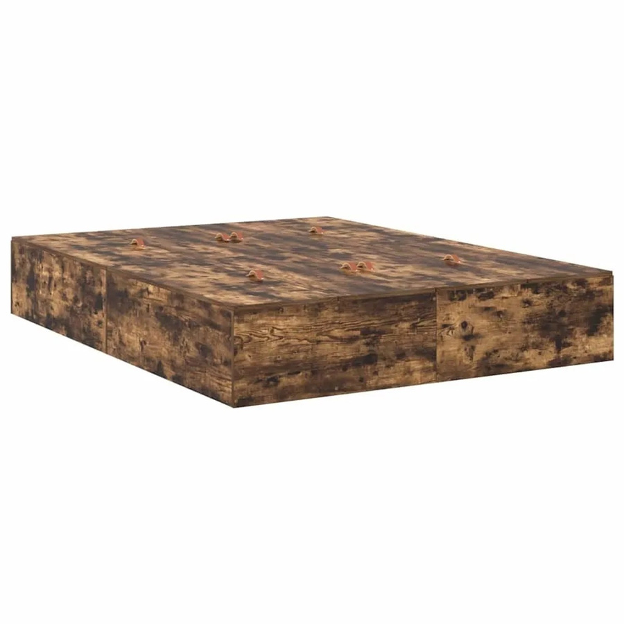 vidaXL Stauraumbett in Räuchereiche, modern, Farbe: Braun, B/T/H: 135 x 190 cm - Bild 2
