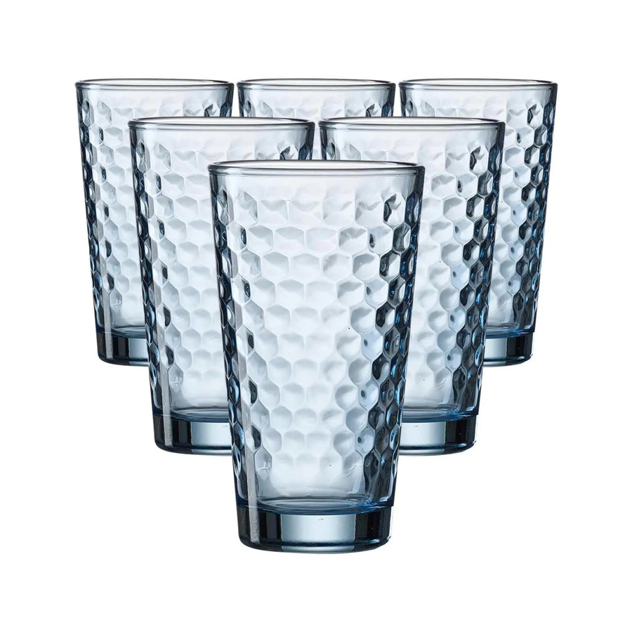 Ritzenhoff & Breker Favo Longdrinkgläser Tumbler mit geometrischem Design, Blau, 6er Set, 400 ml - Bild 2