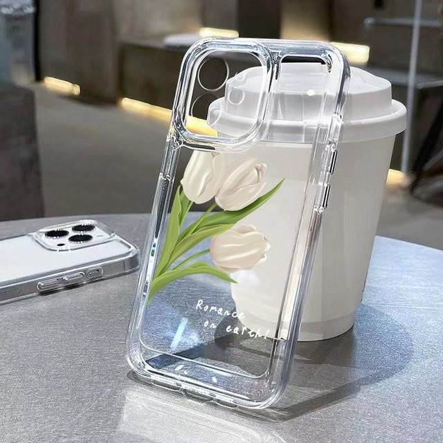 Stoßfeste TPU-Telefonhülle mit Blumen-Design für Apple iPhone Modelle in Weiß - Bild 1