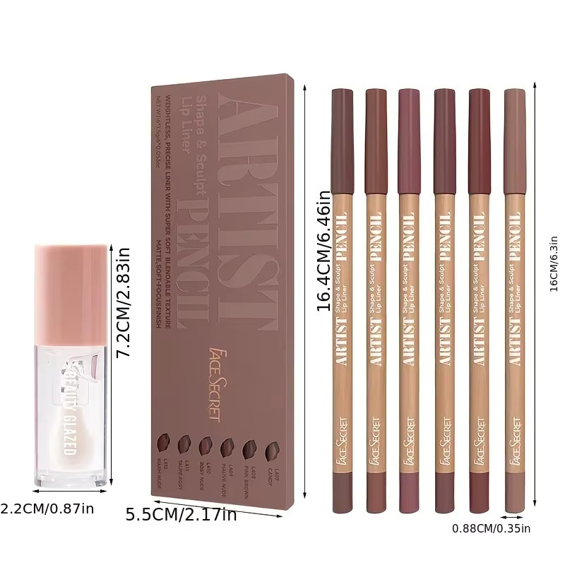 beauty glazed Lippen-Set, matt, Lipliner und Lippenöl, 7-teilig - Bild 2