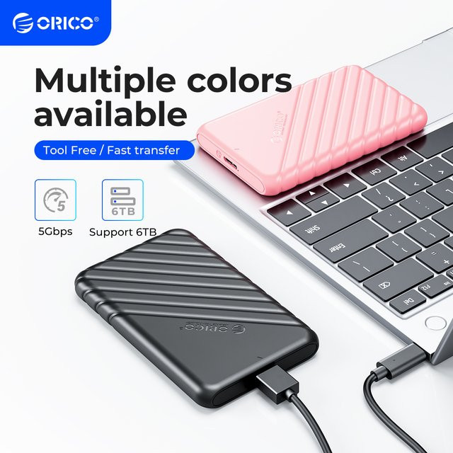 ORICO Externes 2,5 Zoll USB 3.1 Gen 1 zu SATA III Festplattengehäuse für SSD und HDD, Schwarz, Werkzeuglos mit UASP Unterstützung - Bild 1