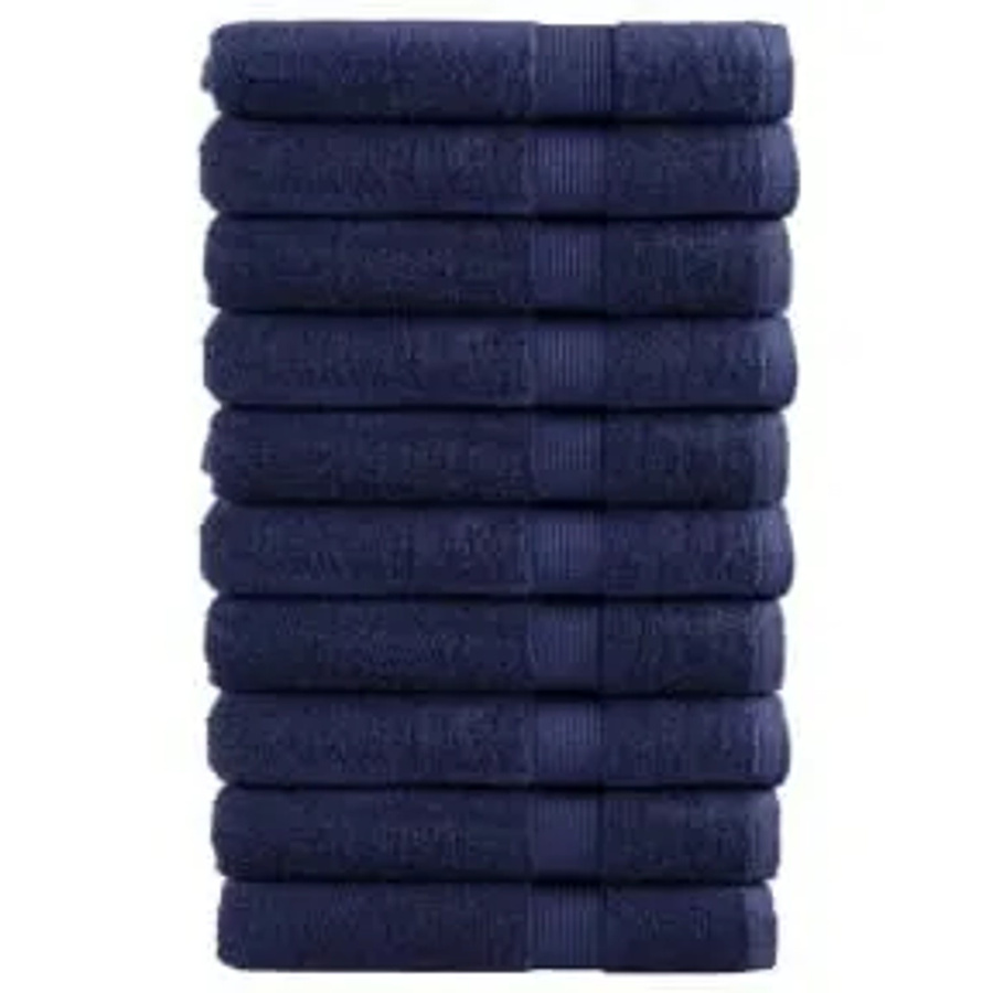 vidaXL Premium-Handtuch-Set aus Baumwolle, 10 Stück, Marineblau, B: 100 cm, L: 200 cm, 600 g/m2 - Bild 2