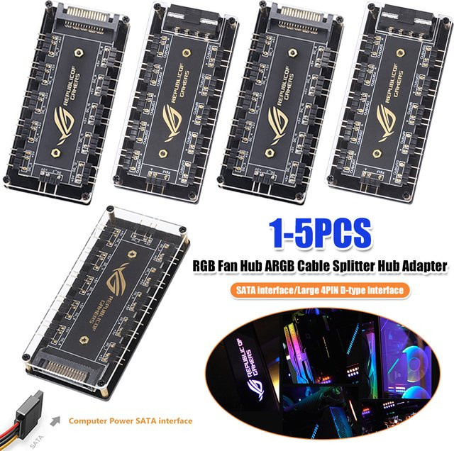 LAIMANEI 10-in-1 RGB-Lüfter-Hub und ARGB-Kabel-Splitter-Adapter für ASRock Motherboards in Schwarz - Bild 1