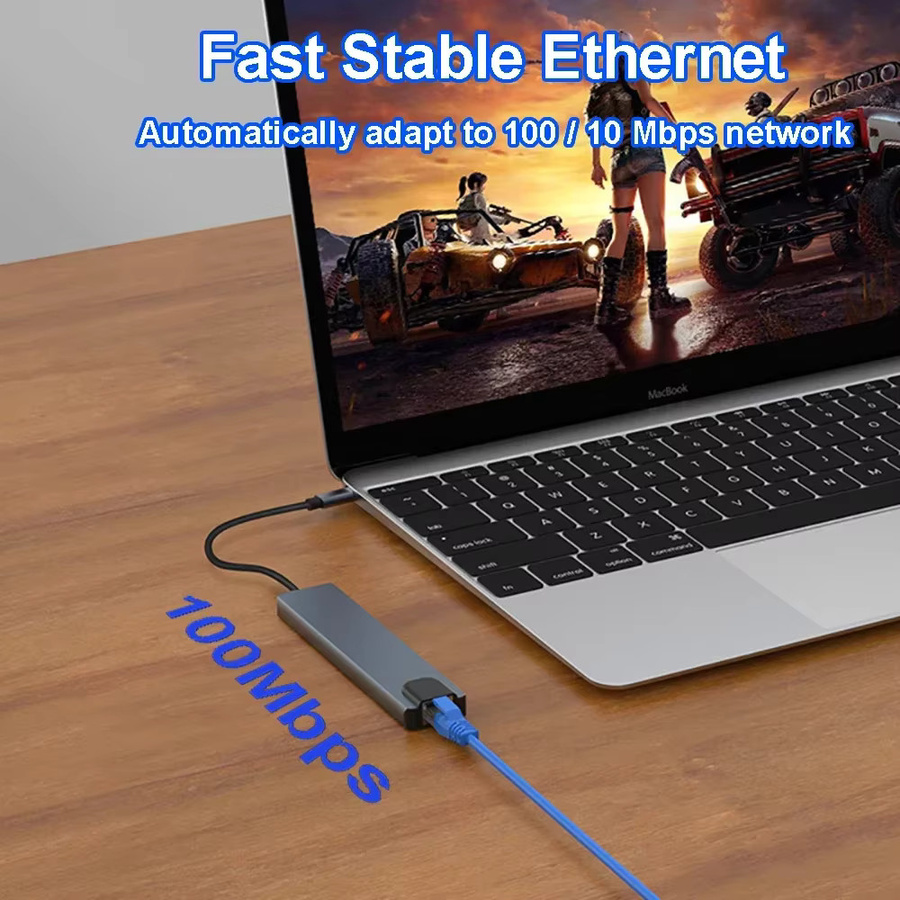 KEBIDUMEI 8-in-1 USB-C Dockingstation mit HDMI 4K, RJ45 Ethernet, SD/TF Kartenleser und PD 100W für Laptop und Macbook - Bild 4