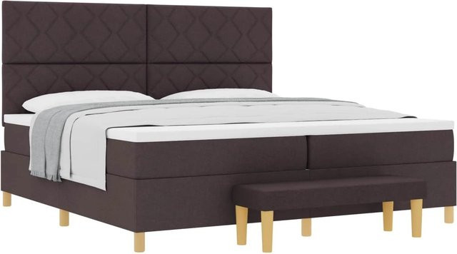 vidaXL Boxspringbett mit Matratze in Dunkelbraun, B/T: 200 x 200 cm - Bild 1