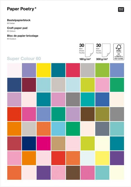 Rico Design Paper Poetry Bastelblock Super Colour in Multicolor, A4, 60 Blatt - Bild 1