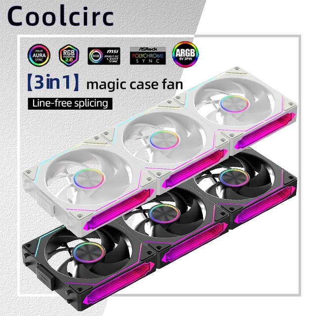 Coolcirc DL-2 ARGB-Lüfter 120 mm, modular und stapelbar, PWM, weiß - Bild 1