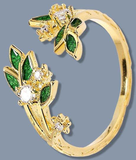 YIRAN Jewelry Ring, vergoldet, Zirkonia, beige, Unisex - Bild 1