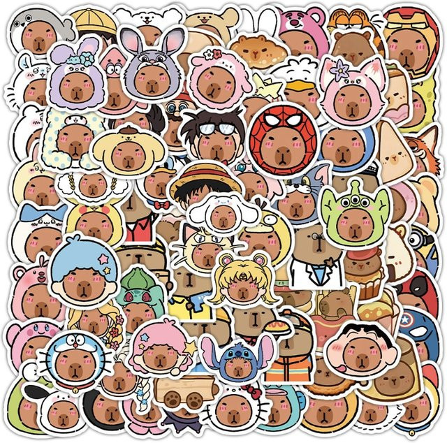 Bandai Capybara Aufkleber, 100-teiliges Set, multicolor - Bild 1