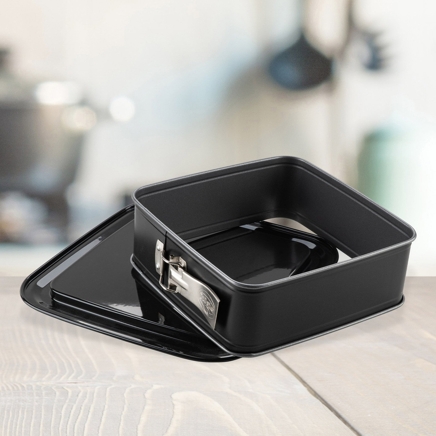Dr. Oetker Springform quadratisch mit Emaille-Servierboden, Schwarz/Silber, B/T/H: 24 x 24 x 12,5 cm - Bild 2