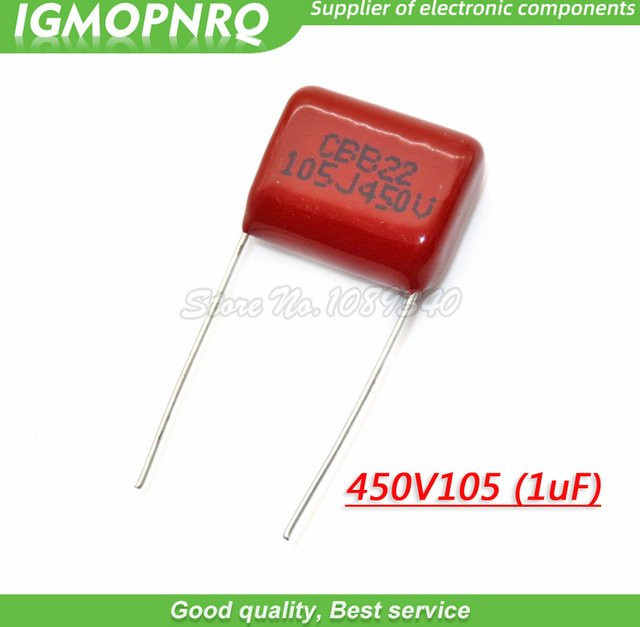 10 Stück Polypropylen-Folienkondensator 1uF 450V 105J mit 15mm Abstand in Rot - Bild 1