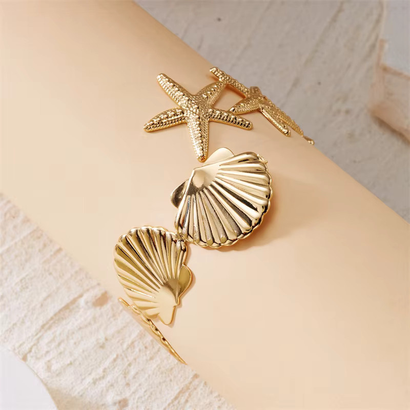Rinhoo Oberarm-Armband, Seestern Muschel, Gold, Damen - Bild 4