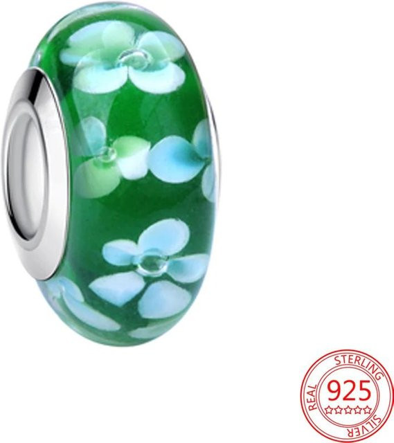 Anhänger Muranoglas, Blume Kleeblatt, Kupfergrün, Damen - Bild 1