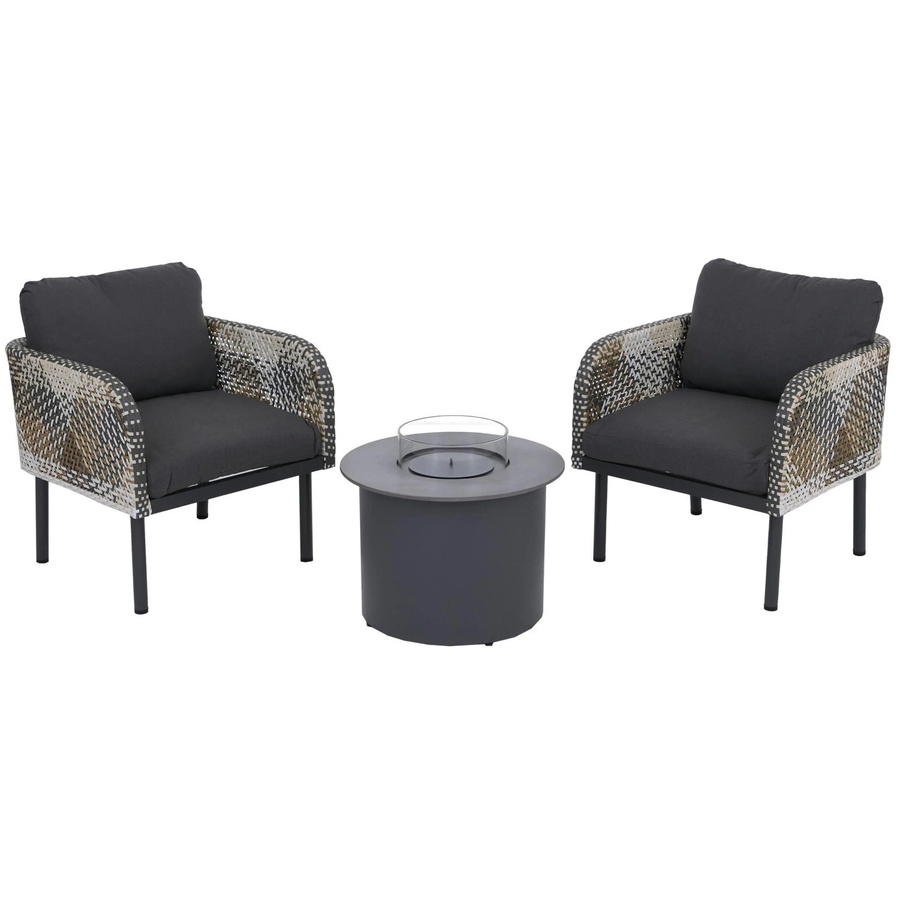 MCW Poly-Rattan Lounge-Set P80 mit Tischkamin in Dunkelgrau - Bild 3