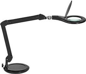 LED Lupenleuchte MAULmakro in Schwarz mit 3-Dioptrien-Linse, 8 W, 580 lm und 6500 K, höhenverstellbar mit Standfuß und 360° dreh- und neigbarem Arm - Bild 1
