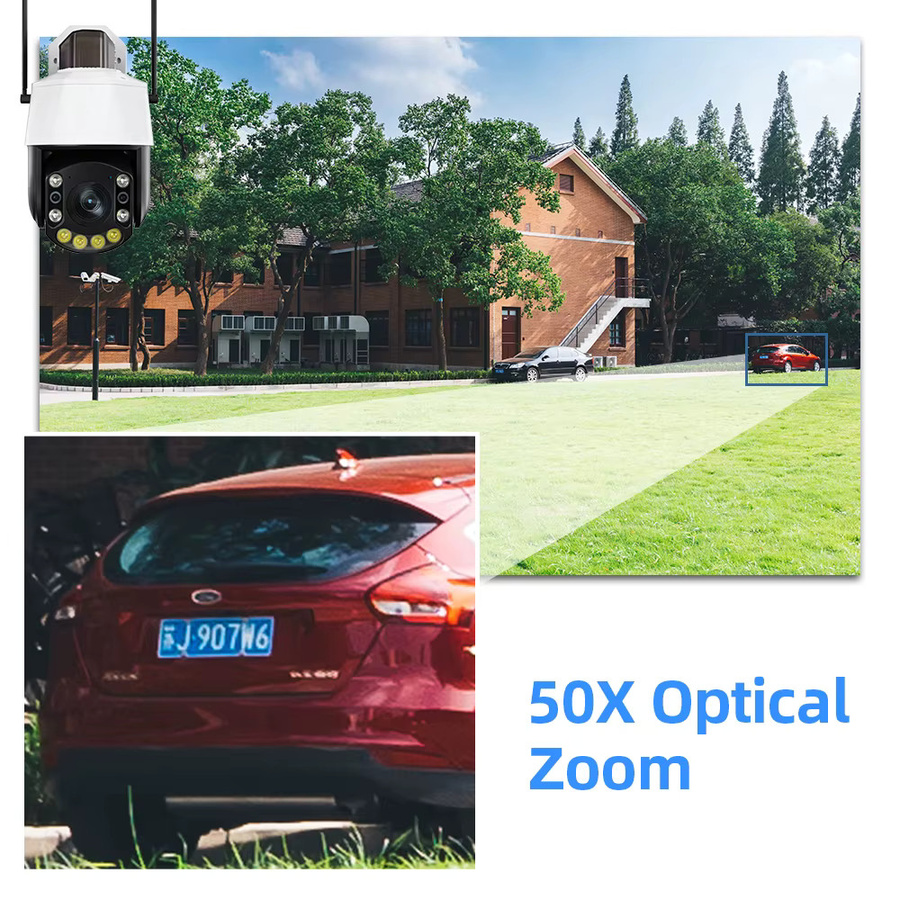 HKIXDISTE PTZ Sicherheit Kamera mit 5MP Auflösung, 50x optischem Zoom, Wifi, Wasserdicht, Nachtsicht und Menschlicher Erkennung, Farbe: Weiß - Bild 4